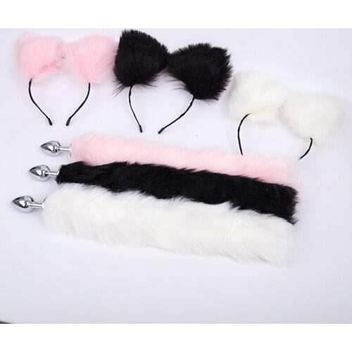 Anal Sex Toys Fox Tail Butt Plug Set With Hairpin Anal Kit Anal Butplug Tail Prostate Massager Anal Plug For Couples Cosplay