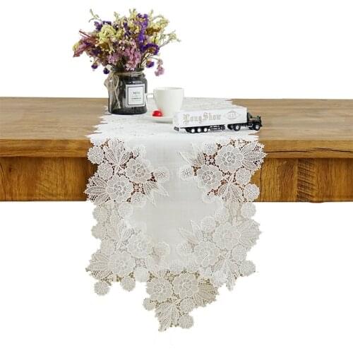 White Lace Bamboo Cloth Table Flag Cover Towel Coffee Table TV Cabinet Home Decorative Tablecloth Dust Cover Fabric Table Runner