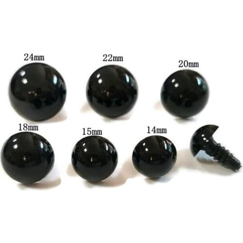 Safety Black Amigurumi Eyes For Doll With Plastic Washers 14mm/15mm/16mm/18mm/20mm/22mm/24mm