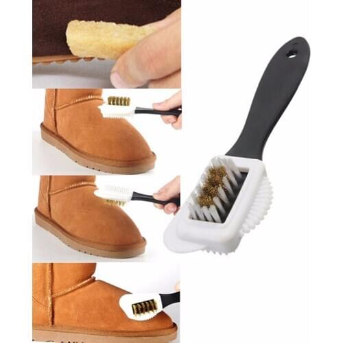 Black 3 Side Cleaning Brush For Suede Nubuck Boot Shoes S Shape Shoe Cleaner