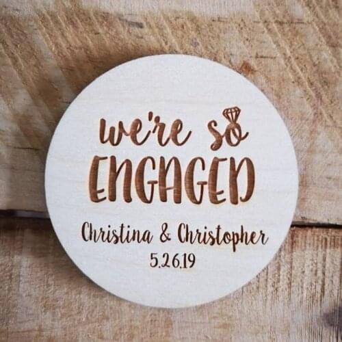 Engagement party favor wood save the date magnets , personalized with names ,rustic wedding favor magnets