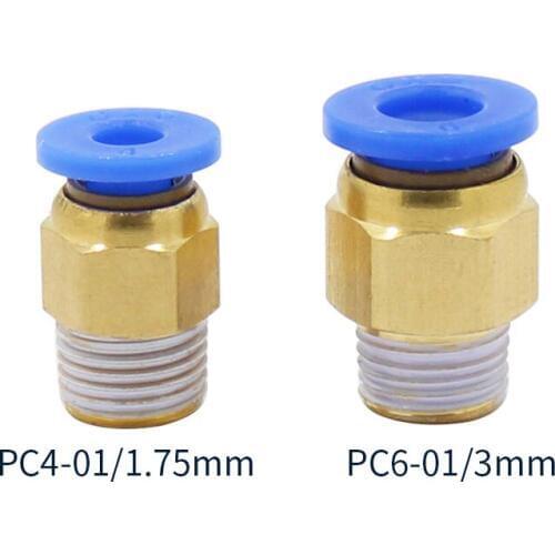 3D Printer Parts 5Pcs/lot M10 Brass Quick Connector Feed Tube Pneumatic Connector Fittings Thread Tube Fit Accessories