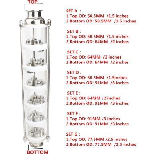 304 stainless steel/copper bubble Distillation Column with 6 section for distillation .Glass column