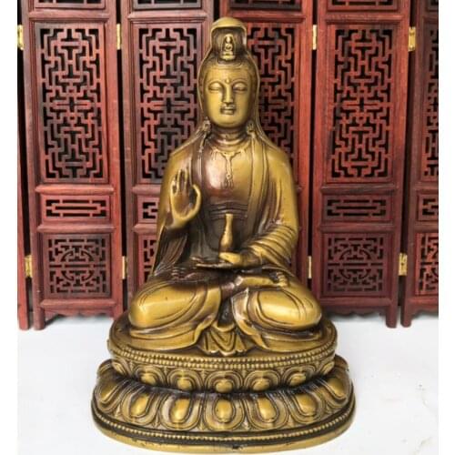 China brass sit Guanyin Buddha crafts statue