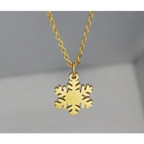 Stainless Steel Classic Snowflake Charm Pendant Necklace Simple Small Shape Chain Choker Statement Necklace Collar Accessories
