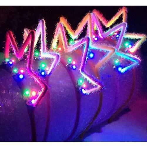 Crown Led Headband Hair Light Flashing Children Adults Hair Accessories Royal Princess Hairband Light Up Toys Gift for New Year