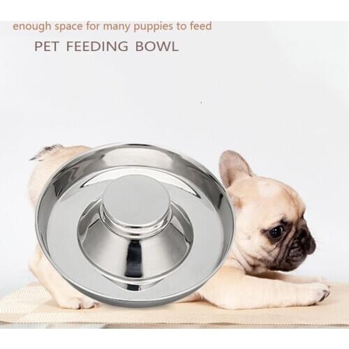 Stainless Puppy Dog Cat Litter Party Food Feeding Weaning Stainless Feeder Bowl Dish with Big Size