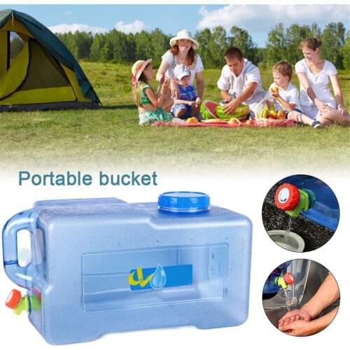 25L Square PC Car Bucket Thickened with Faucet Self -Driving Car Portable Bucket Outdoor Camping Water Carrier Storage Container