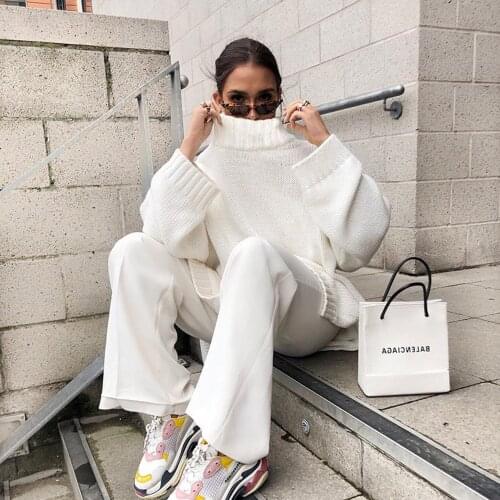 Korean Fashion Loose Sweater Women Tracksuit Spring Autumn Clothes Hip Hop Knitted Warm Turtleneck Casual Pullovers Wide