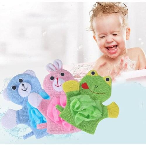 Cartoon Animal Bath Gloves Soft Not Hurt Skin Cute Baby Bath Flower For Body Wisp Dry Brush Exfoliation Cleaning Equipment