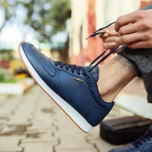 Knack Daily Shoes 002 Navy Blue Male Seasonal Orthopedic Casual Base Style Sport Lace-Up Sneaker Spring and Summer Fashion