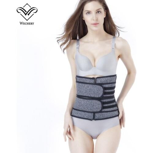 Wechery Neoprene Waist Trainer Slimming Body Shaper Sweat Sauna Tummy Trimmer Belly Modeling Straps Steel Boned Shapewear 3XL