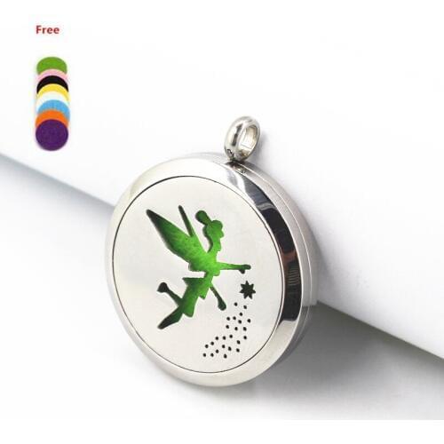 Newest 1pc Fairy 30mm Chain Necklace Round 316 Stainless Steel Aroma Essential Oil Diffuser Lockets Pendant Necklace Jewelry