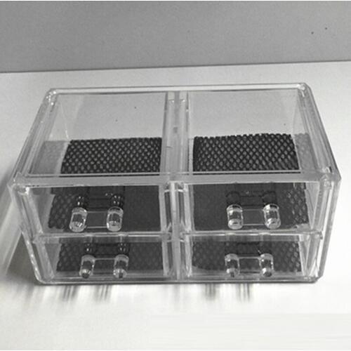 Transparent plastic small double layer 4 drawer Jewelry Cosmetic Makeup Organizer sort out storage Desktop Sundry Practical Case