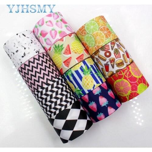 YJHSMY 1711142,38 mm 10 yards fruit cartoon ripple printing rib ribbon,DIY handmade,Wedding decoration materials,free shipping