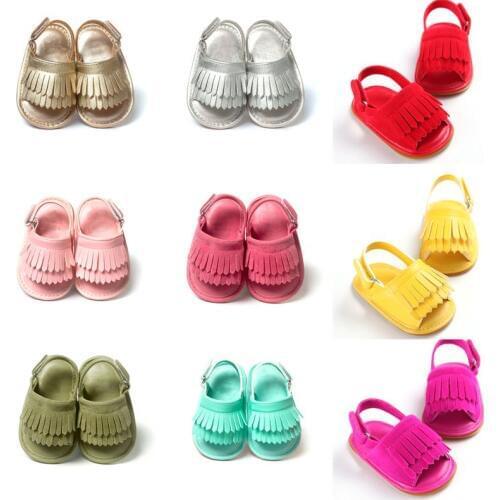 WEIXINBUY Baby Girl Sandals Summer Baby Shoes Casual Fashion Baby Girl Shoes Sandals For Girls PU Fringed Baby Sandals 9 Colors