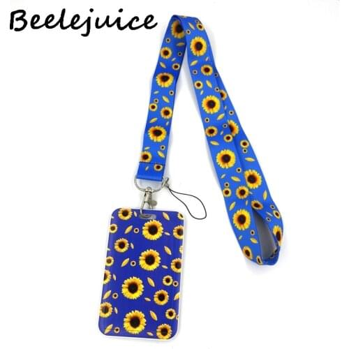 Blue Sunflowers Classical Style Lanyard For keys The 90s Phone Working Badge Holder Neck Straps Phone Hang Ropes webbings ribbon