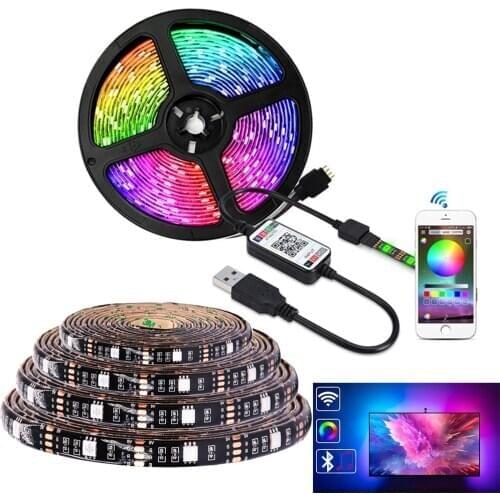 5V USB RGB LED Strip Light Wifi Bluetooth Control Phone App Control TV Backlight 5050 30Leds Flexible Tape Light 1m 2m 3m 5m