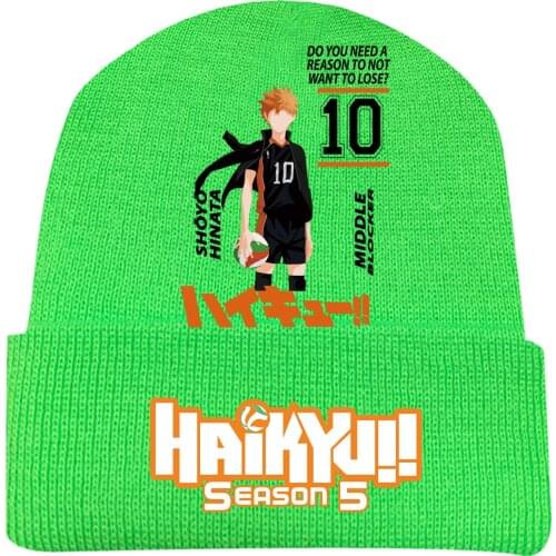 Unisex Haikyuu!! Shoyo Hinata Tobio Kageyama Knitted Masked Hat Brimless Pullover Cap Headgear Helmet