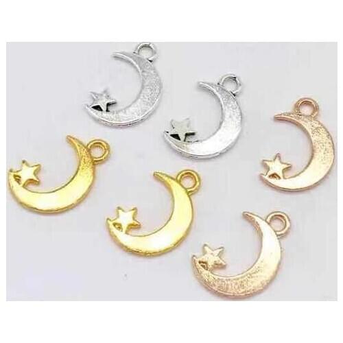 High quality fashion 50 pcs tiny moon stars charms fit DIY handmade Necklace Bracelet Earrings charms Jewelry Making