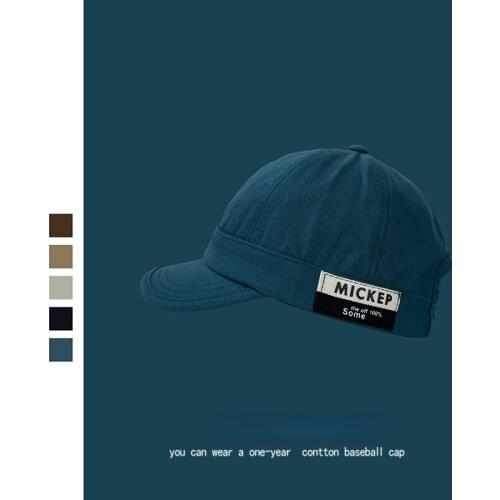 Japanese Trendy Short Brim Cap Womens Retro All-match Cloth Label Small Brimmed Hat Mens Street Hip Hop Sun Visor Baseball Cap