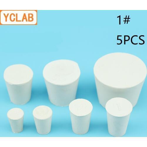 YCLAB 5PCS 1# Rubber Stopper White for Glass Flask Upper Diameter 19mm * Lower Diameter 14mm Laboratory Chemistry Equipment