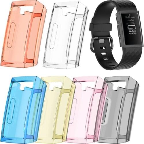 Protective Case Cover For Fitbit Charge 3/4 Smartwatch Transparent TPU Skin Case Shell Protector Dust-proof Anti-scratch