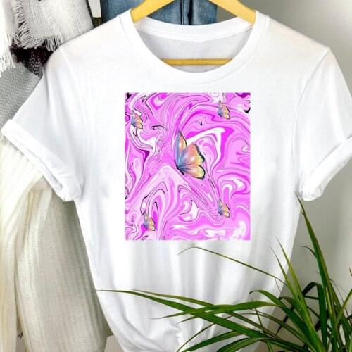 Women Watercolor New Style Trend Clothes Lovely 90s Cartoon Print Mujer Camisetas Regular Tee Top Tshirt Female Graphic T-shirt