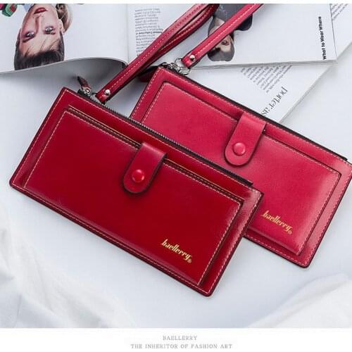 Womens Card Bag with Oil Wax Buckle Long Paragraph Simple Multi-card Wallet Leather Wallet -OPK