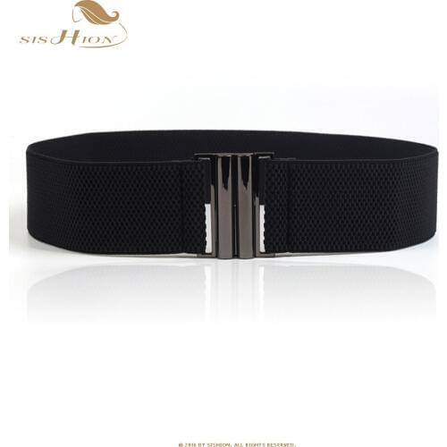 SISHION Black wide belt for women female simple ladies elastic waist black belt ceinture femme elastische riem SP0351