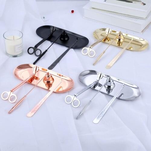 4pcs/sets Candle Snuffer Set Home Decor Candle Care Kit Candle Snuffer +Trimmer+Hook+Tray Home Wedding Decoration
