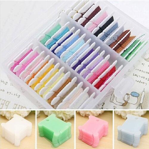6 Colors 100Pcs Embroidery Floss Craft Thread Bobbin Cross Stitch Storage Holder Plastic Sewing Accessories Drop Shipping