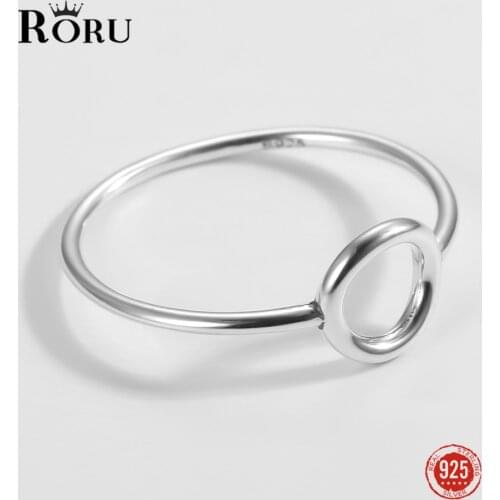 925 Sterling Silver Rings Hollow Round Oxidized Fine Jewelry Simple Fashion Trendy Gift Finger Ring for Women