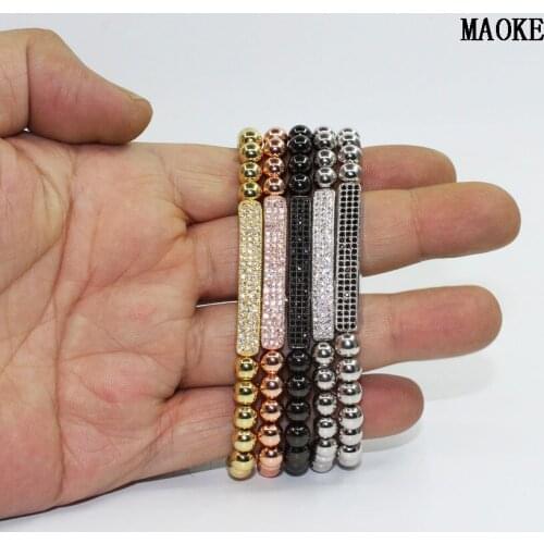 Promotions New Micro-inlaid Zircon Bracelet 24k Gold Copper Beads Rectangular Zircon Bracelet Fashion Jewelry for Womens Gifts