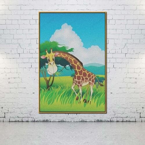 Artcozy Oil Canvas Painting cartoon giraffe For Home Decoration Wall Art