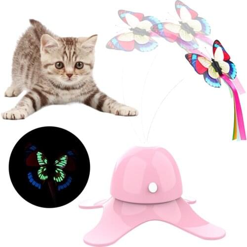 Automatic Electric Rotating Cat Toy Colorful Butterfly Bird Animal Shape Interactive Pet Dog Kitten Interactive Training Cat Toy