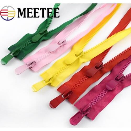 Meetee 120CM 8# Resin Open End Double Slider Head Zipper for Down Jacket Outdoor Backpack Tent Bag DIY Sewing Accessories AP551