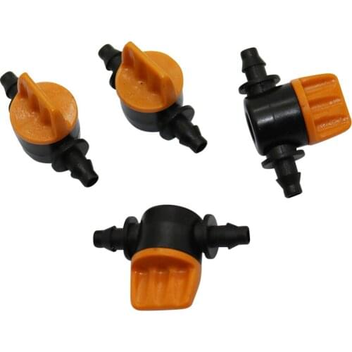 Mini Valve with 4/7mm Hose Garden Irrigation Barbed Water flow control valve Agriculture tools Drip Irrigation Fittings 10 Pcs