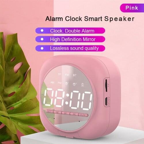 Multifunction Led Mirror Alarm Clock Electronic Digital Snooze With FM Radio Wireless Subwoofer Player Decoration Table Clock