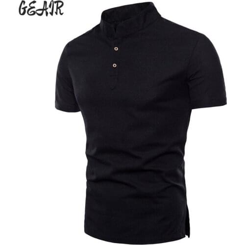 Mens Linen Cotton Polo Shirt Summer Short-sleeved T-shirt Short-sleeved Smart Casual Shirts Men Clothing China Style Supplier