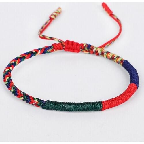 Original Tibetan Buddhist Blessed Good Luck Knots Rope Bracelets Handmade Size Adjustable Buddhism Braided Bangle For Women Men