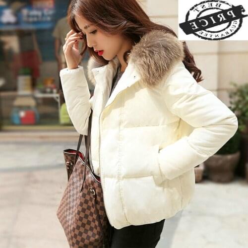 Winter Down Jacket Women Short Down Coat Female Large Fur Hooded Fashion Clothes Ultra Light Duck Down Jacket LWL1053