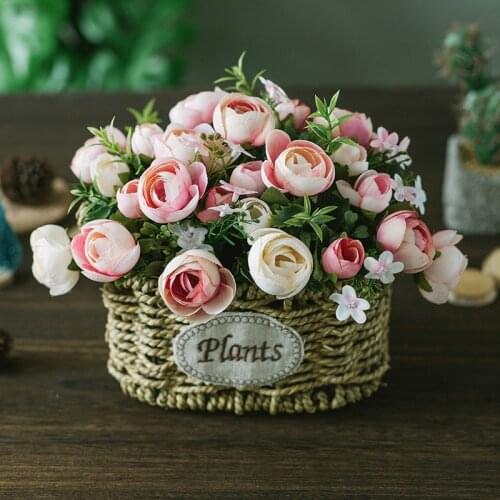 10heads/1 bundle Silk tea roses Bride bouquet for Christmas home wedding new Year decoration fake plants artificial flowers