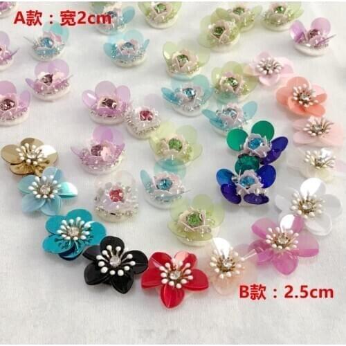 10pieces/lot Women Shoe Sock Bag Clothing Decorative Flower Beads Patch Handmade Nail Appliqued Fabric DIY Badge