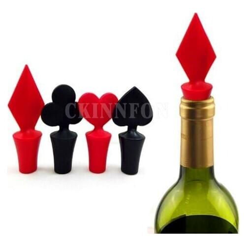 1000Pcs/Lot Poker Shaped Silicone Vacuum Sealed Wine Bottle Stopper Bar Tool Beer/Wine/Soda Opener