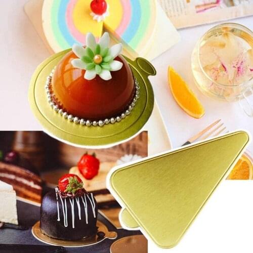 200PCS Mini Round Triple-cornered Golden Cardboard Cake Base Sets Gold Mousse Cake Cardboard Set Cupcake Cake Base