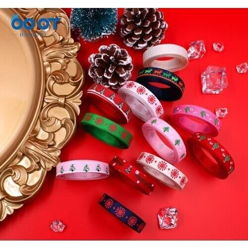 3/8"(10mm)10Yards Christmas Snowflake Series Cartoon Grosgrain Ribbons,Bow Cap Accessories Party Gift Wrap DIY Handmade 201028-2