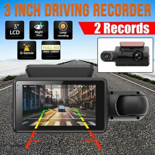 3 inch driving recorder HD 1080P IPS screen night vision G-Shock sensor Dual cameras for car