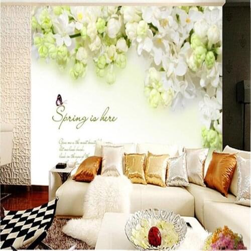 Beibehang wallpaper High quality silk cloth wallpaper / 3D flowers white backdrop living room bedroom large mural wall paper