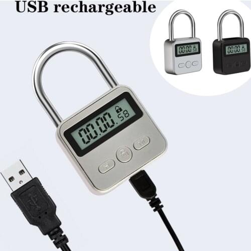 New Metal Timing Lock Electronic Lock Time Lock Anti-Addiction USB Rechargeable Bdsm Sex Slave Bondage Lock Chastity Couple Toys